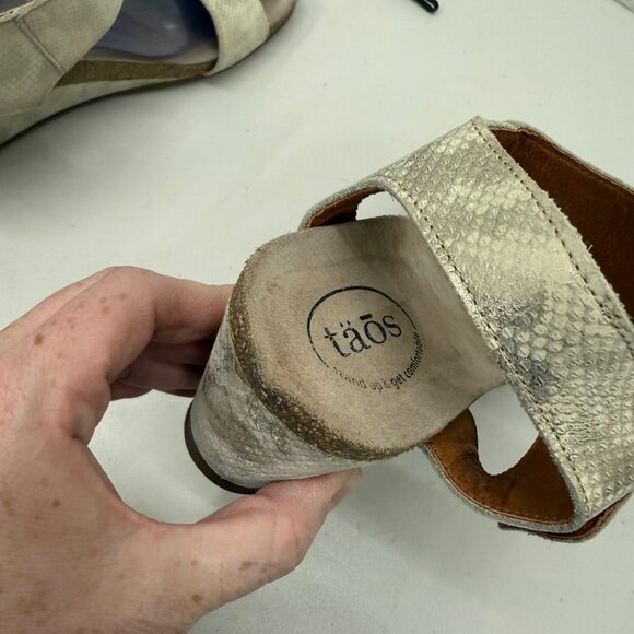 Taos Carousel Python Leather Ankle Strap Wedge Sandals Shoe Womens size 42 US 11 - Picture 7 of 11